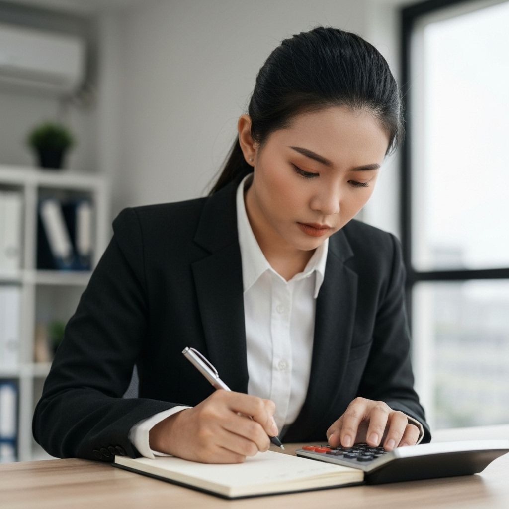 Business owner reviewing financial documents