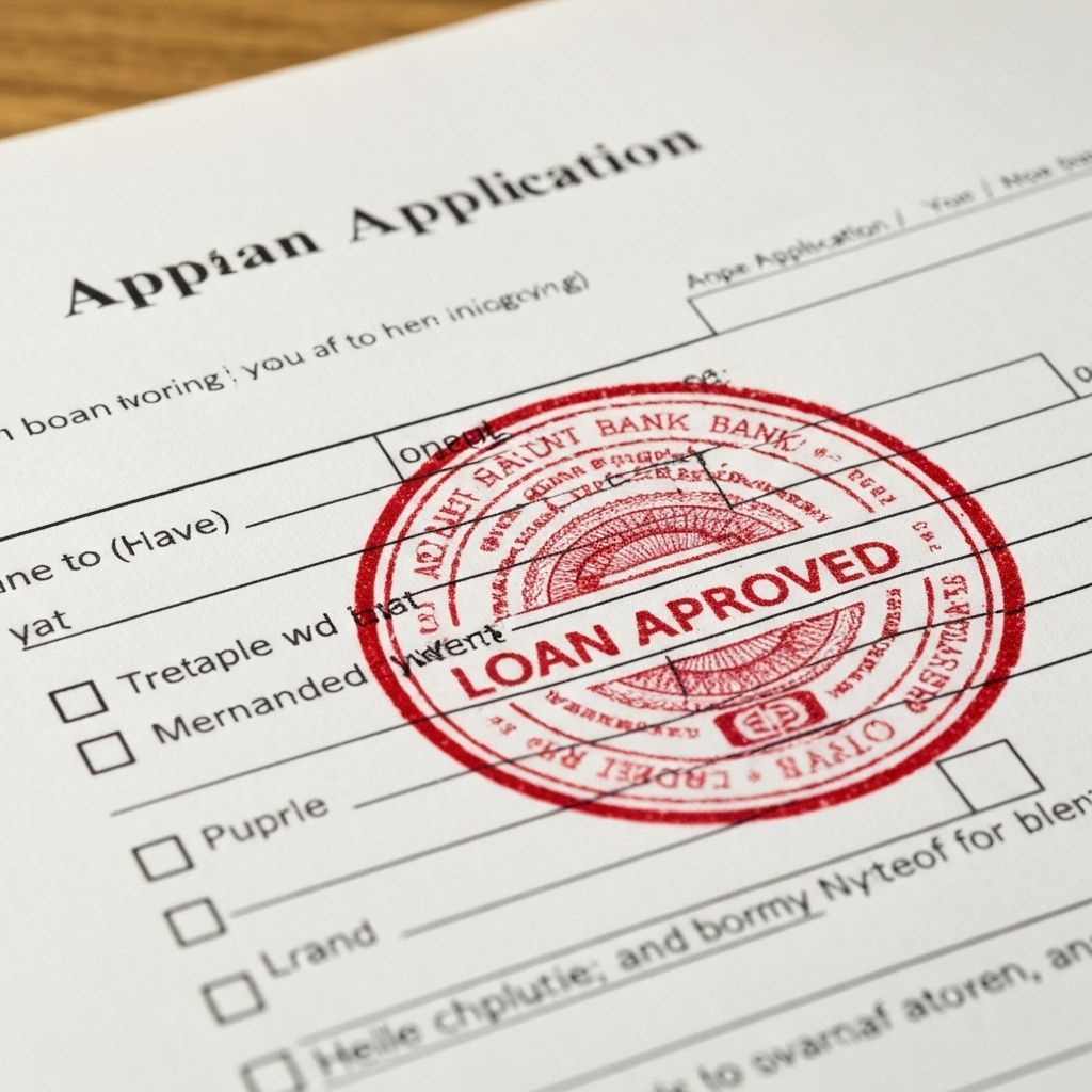 Approved loan paperwork on a desk